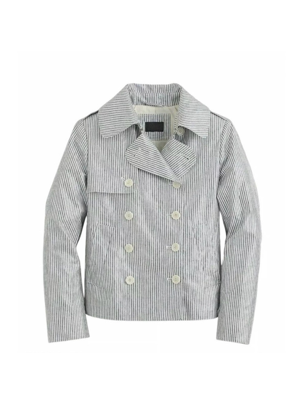 J. Crew Collection Breton Striped Coated Linen Trench Cropped Jacket